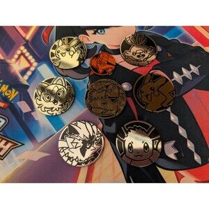 Lot of 8x Official Pokemon TCG Coins Jumbo & Small Size (No Duplicates)
